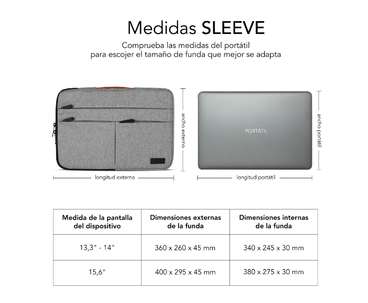 MALETIN AIR PADDING 360 SLEEVE 15.6" GRIS SUBBLIM