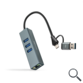CONVERSOR USB-C+USB-A/M 3.0 A ETHERNET+ 3xUSB-A 3.0 15 CM GRIS NANOCABLE